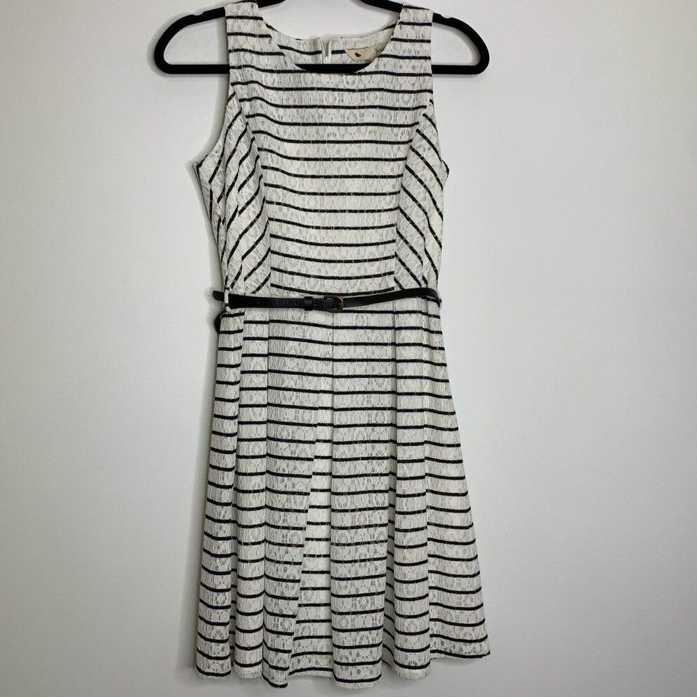 Yumi dress‎ fit and flare skater stripe black white